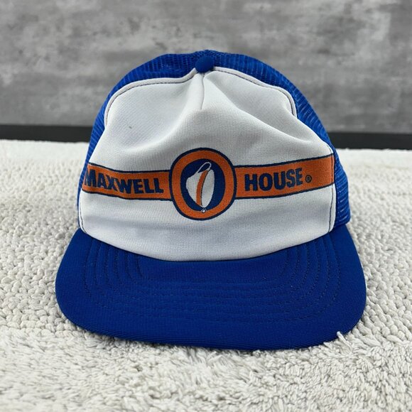 VINTAGE MAXWELL HOUSE MESH SNAPBACK TRUCKER HAT OSFA TWO TONE CAP COFFEE - Picture 1 of 7